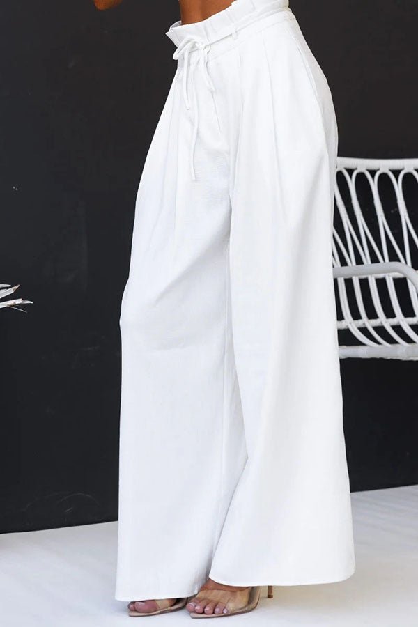 Leinenmischung Tunika mit Knotenweiten - Hosen Set - Livezo