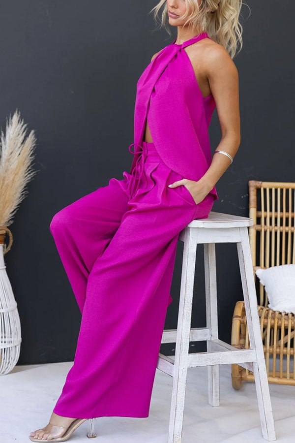 Leinenmischung Tunika mit Knotenweiten - Hosen Set - Livezo