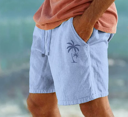 Men’s Summer Shorts with Palm Tree Embroidery