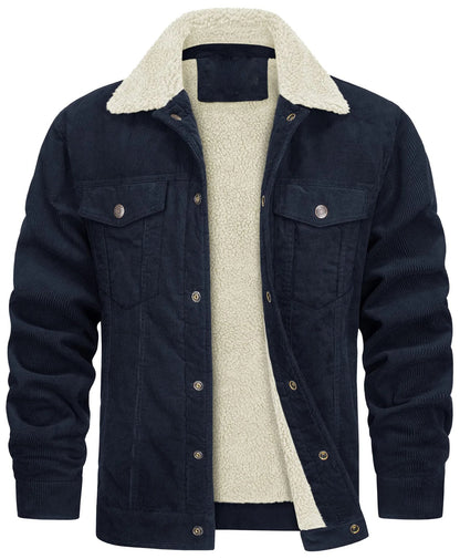 Lined Corduroy Jacket with Sherpa Collar for Men - Harren Cole