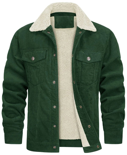 Lined Corduroy Jacket with Sherpa Collar for Men - Harren Cole