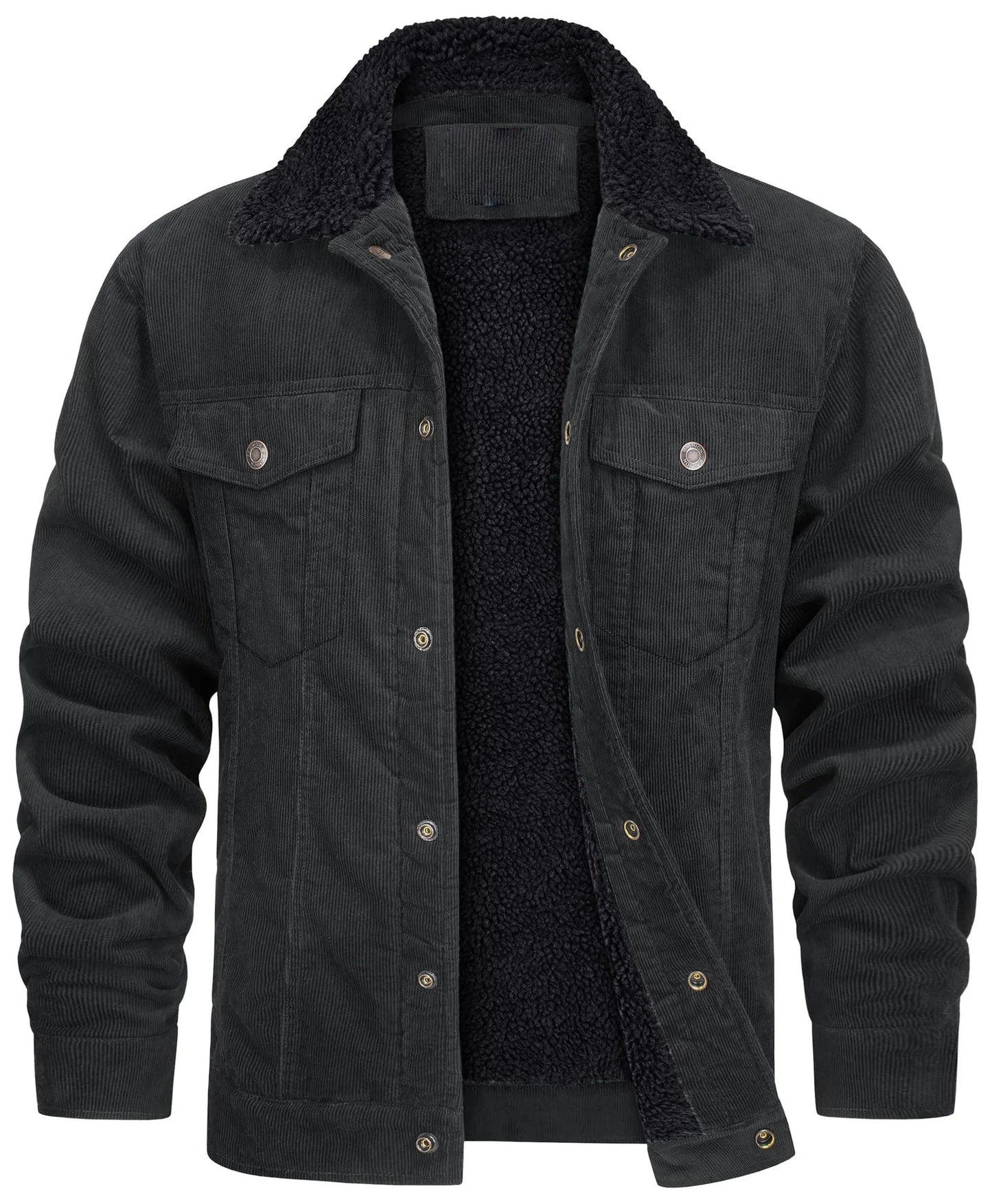 Lined Corduroy Jacket with Sherpa Collar for Men - Harren Cole