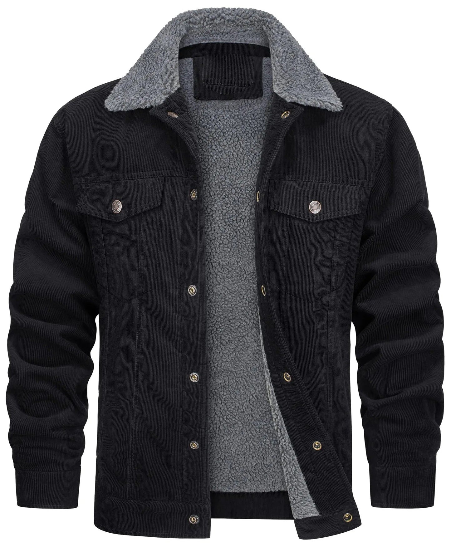 Lined Corduroy Jacket with Sherpa Collar for Men - Harren Cole