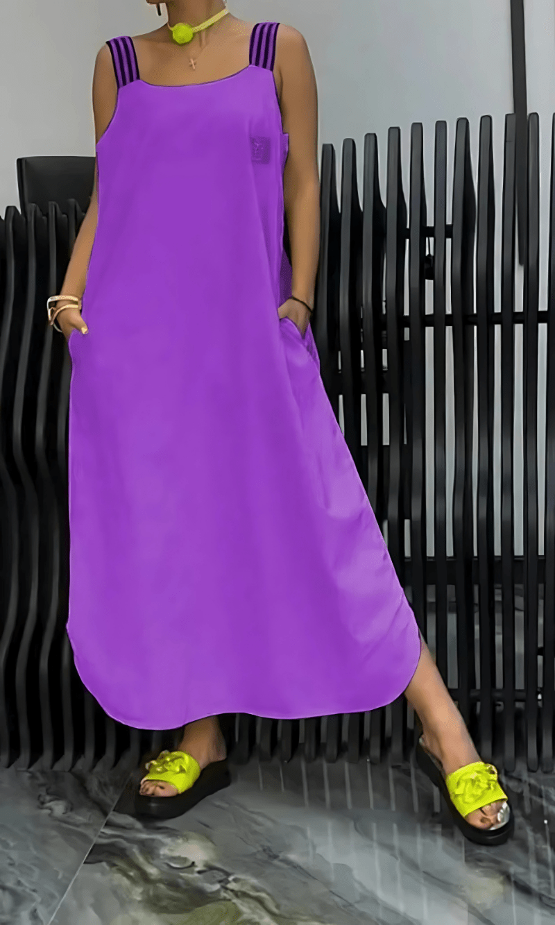 Lunara – Elegantes Kleid mit gestreiftem Trägerdetail - Livezo