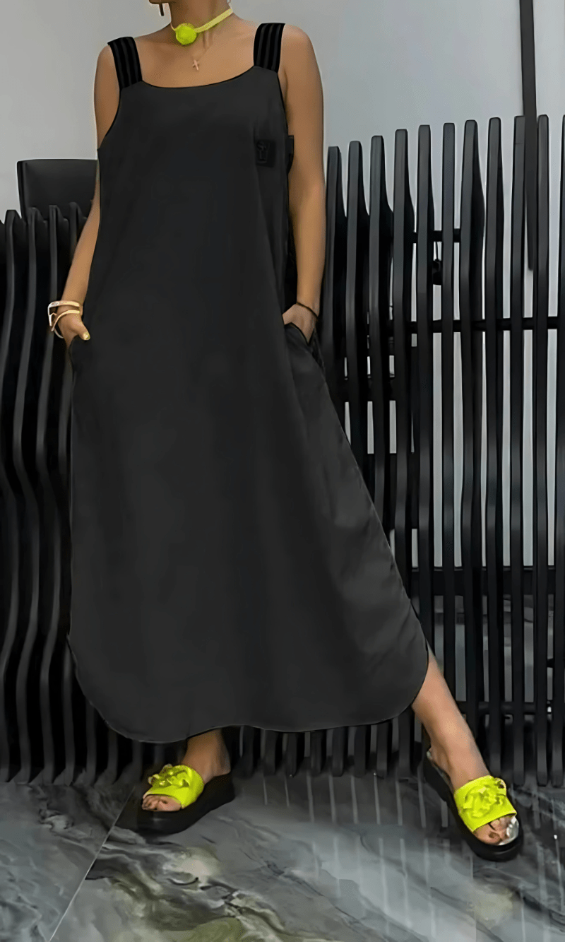 Lunara – Elegantes Kleid mit gestreiftem Trägerdetail - Livezo