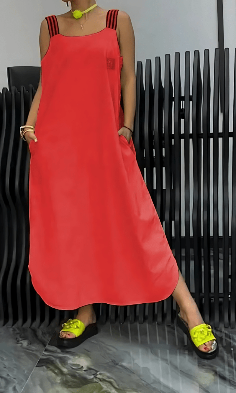 Lunara – Elegantes Kleid mit gestreiftem Trägerdetail - Livezo