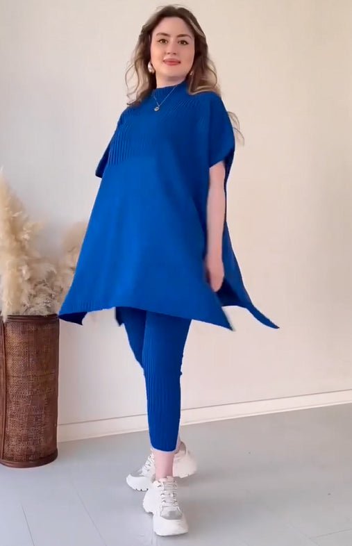 Lynara Set Zwei - teiliges Set aus dehnbarem Strick für Frauen (Oberteil + Hose) - Livezo