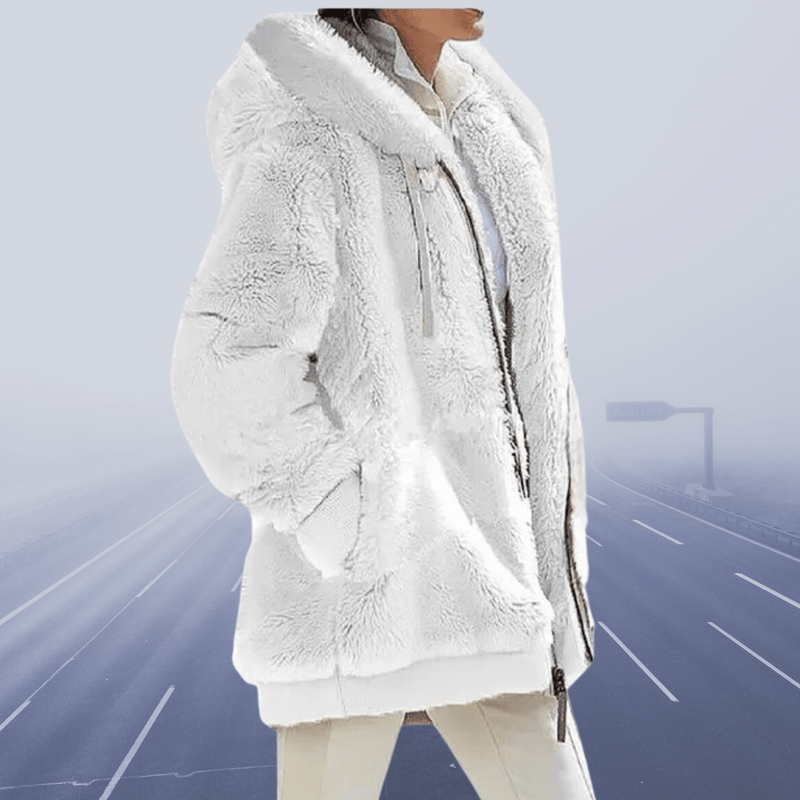 Margaretha - Oversized Teddyjacke mit Kapuze für Damen - Livezo