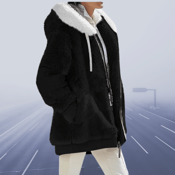 Margaretha - Oversized Teddyjacke mit Kapuze für Damen - Livezo