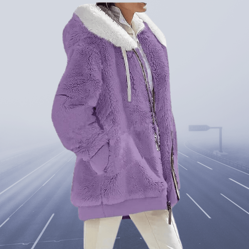 Margaretha - Oversized Teddyjacke mit Kapuze für Damen - Livezo