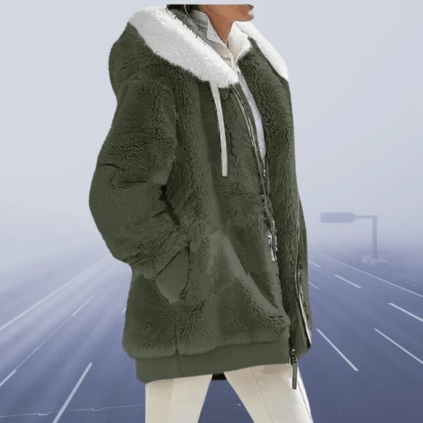Margaretha - Oversized Teddyjacke mit Kapuze für Damen - Livezo