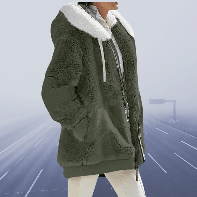 Margaretha - Oversized Teddyjacke mit Kapuze für Damen - Livezo