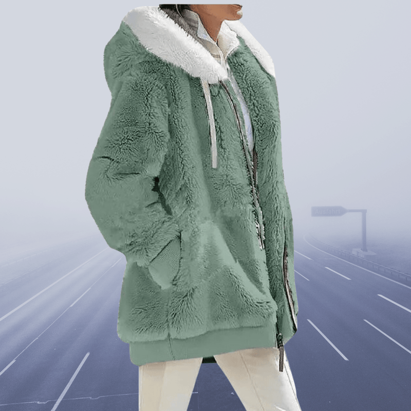 Margaretha - Oversized Teddyjacke mit Kapuze für Damen - Livezo