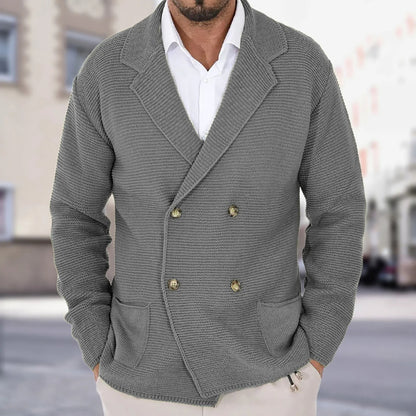 Men's Double - Breasted Knit Blazer Jacket - Harren Cole