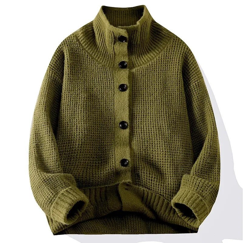 Men's High Collar Knit Cardigan Sweater - Harren Cole