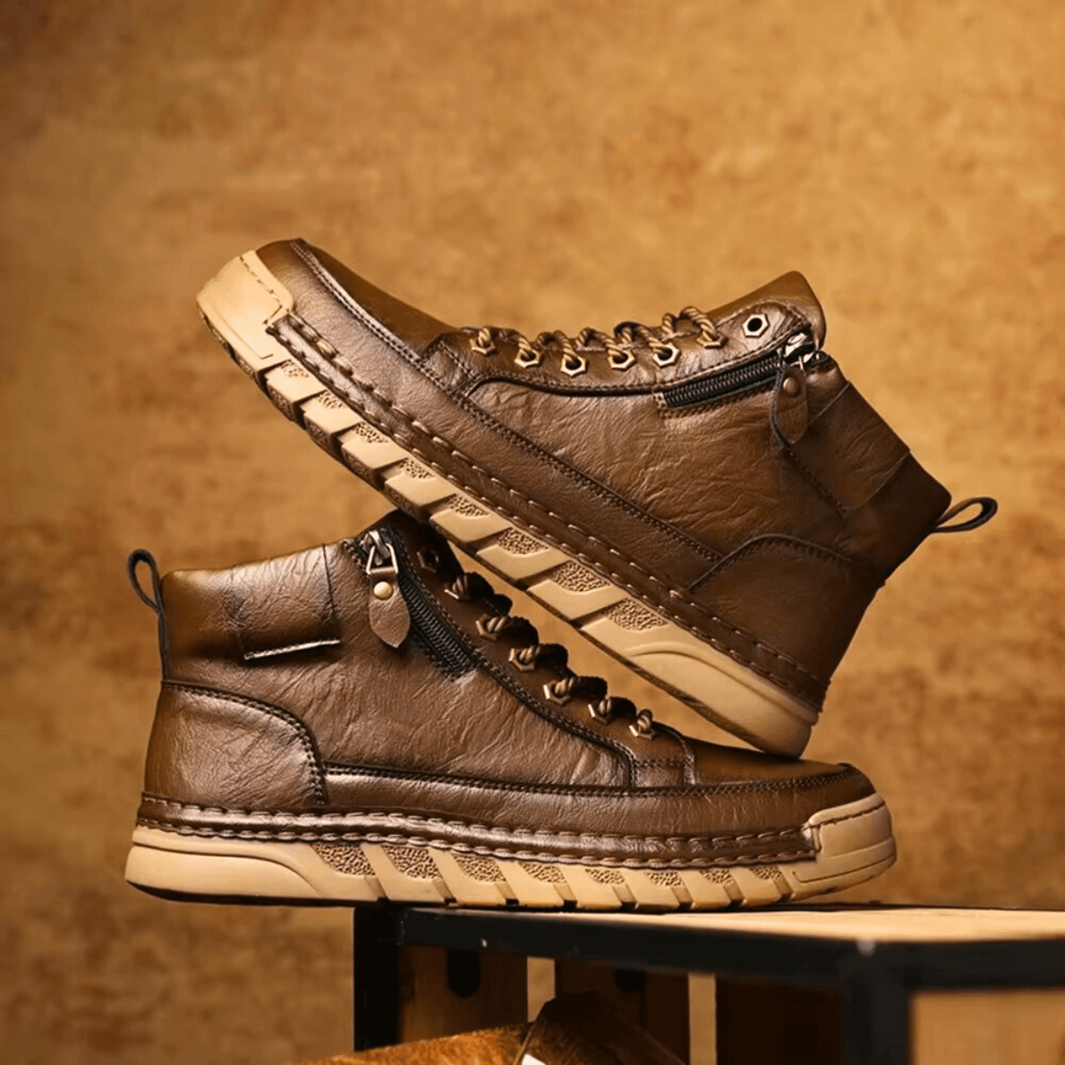 Men's Leather Boots With Grippy Sole - Harren Cole