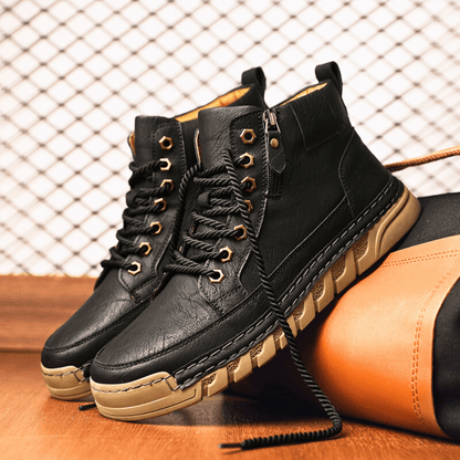 Men's Leather Boots With Grippy Sole - Harren Cole