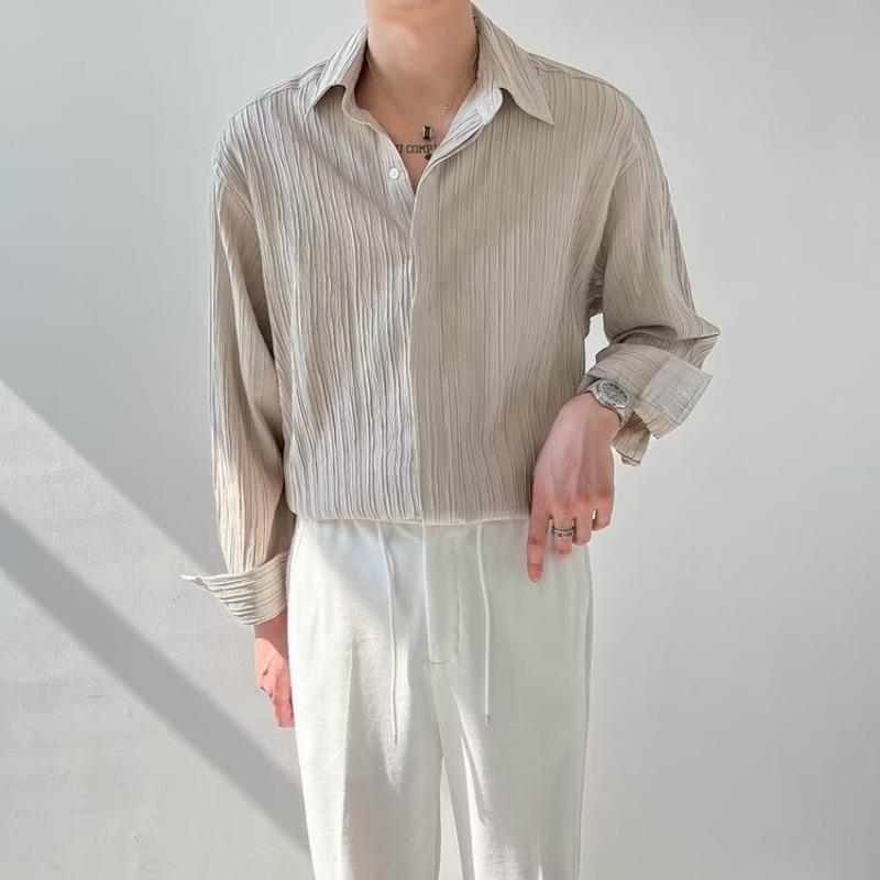 Men’s Long - Sleeve Crinkle Fabric Shirt - Harren Cole