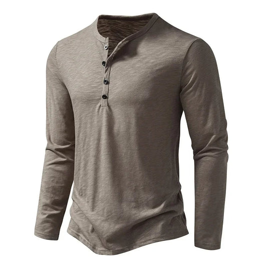 Men’s Long Sleeve Henley Shirt - Harren Cole