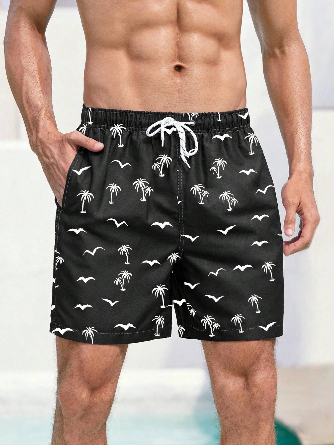 Men's Palm Tree Print Swim Shorts - Harren Cole