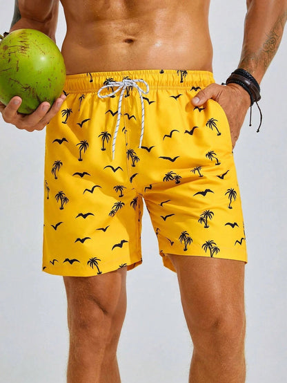 Men's Palm Tree Print Swim Shorts - Harren Cole