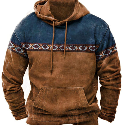 Men's Retro Tribal Color Block Hoodie - Harren Cole