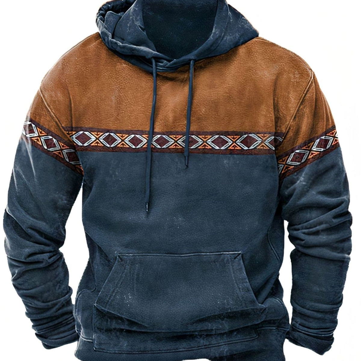 Men's Retro Tribal Color Block Hoodie - Harren Cole