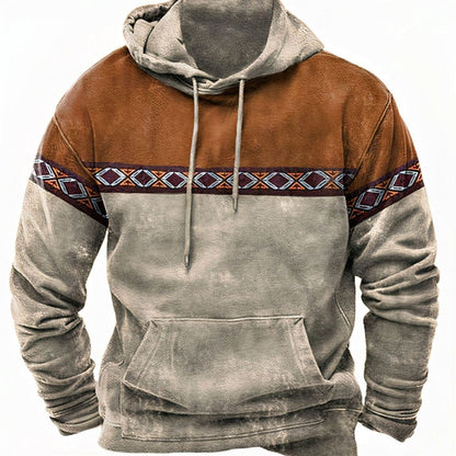 Men's Retro Tribal Color Block Hoodie - Harren Cole
