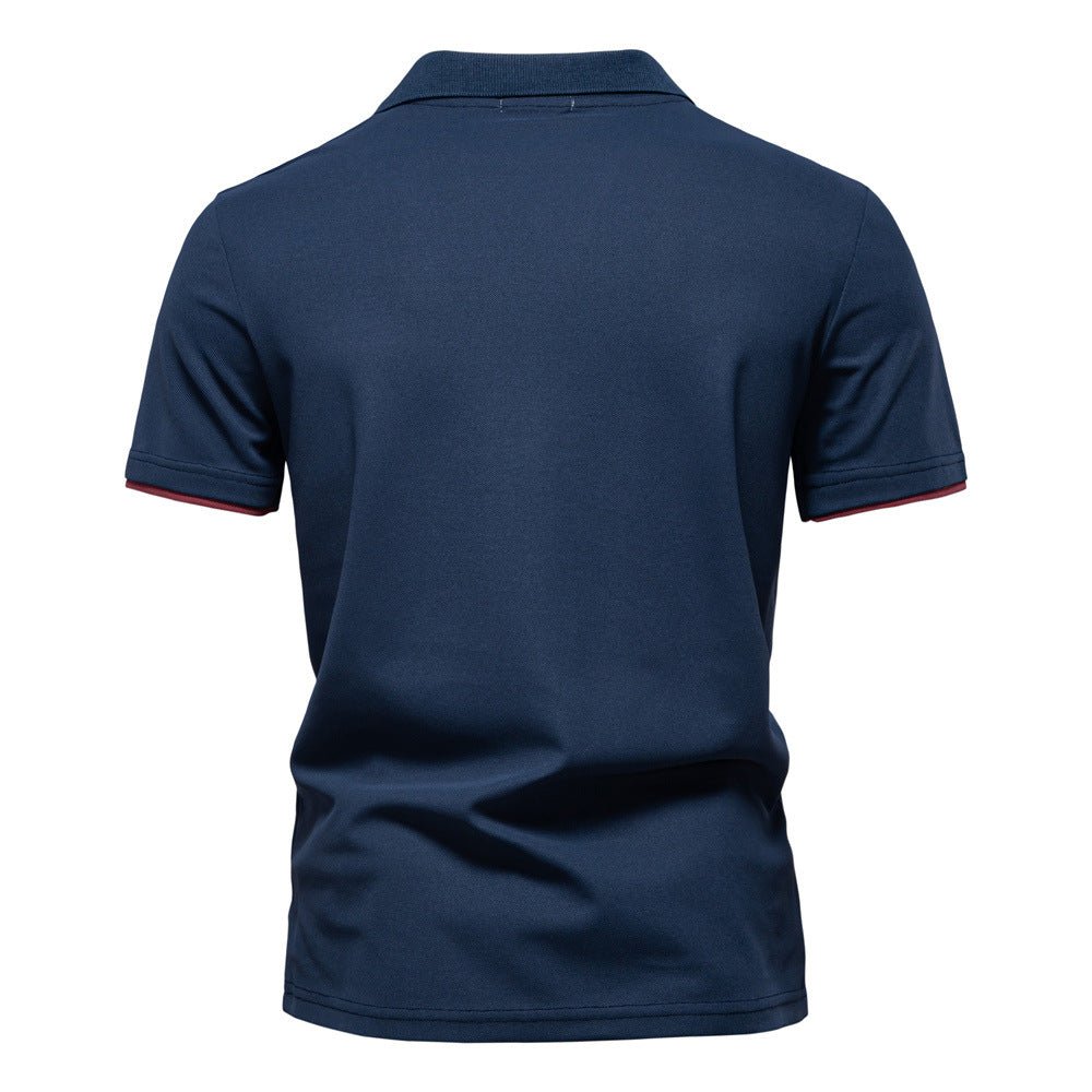 Men's Short Sleeve Polo Shirt with Striped Embroidery - Harren Cole