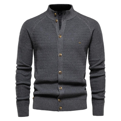 Men’s Stand - Up Collar Knit Cardigan Sweater - Harren Cole