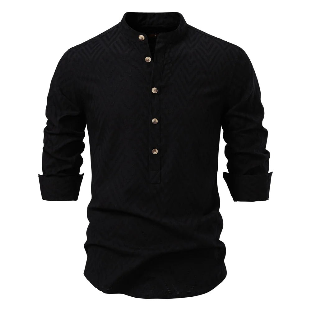 Men's Stylish Stand - Up Collar Shirt - Harren Cole