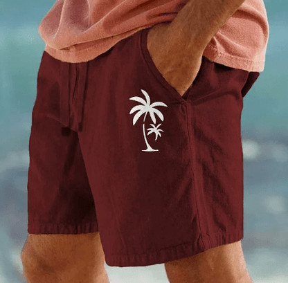 Men’s Summer Shorts with Palm Tree Embroidery - Harren Cole