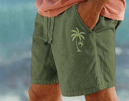 Men’s Summer Shorts with Palm Tree Embroidery - Harren Cole