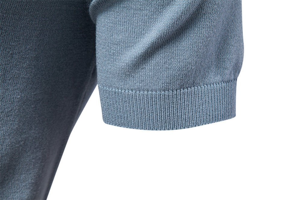 Men's Two - Tone V - Neck Polo Shirt with Ribbed Cuffs - Harren Cole