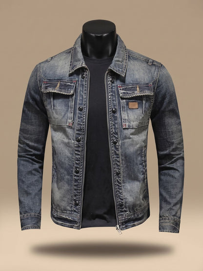 Men's Vintage Washed Denim Trucker Jacket - Harren Cole