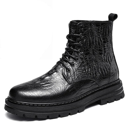 Men's Winter Boots with Crocodile Embossed Leather - Harren Cole