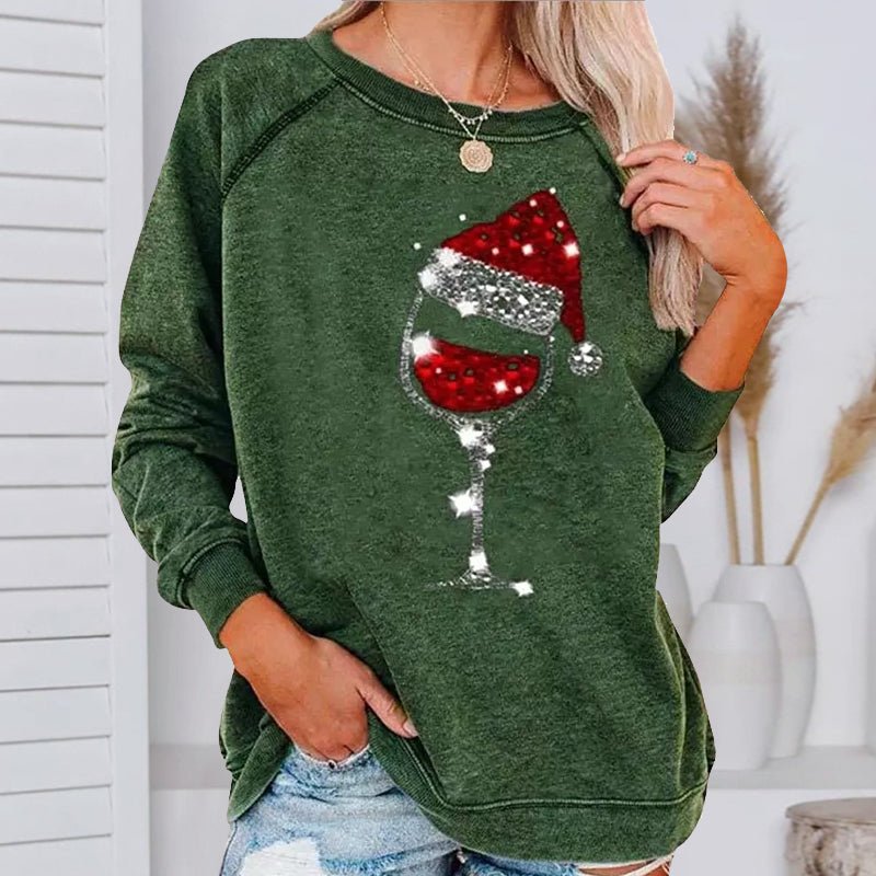 MerryGlass - Sweatshirt mit Weinglas - Print - Livezo