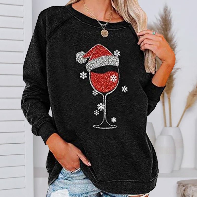 MerryGlass - Sweatshirt mit Weinglas - Print - Livezo