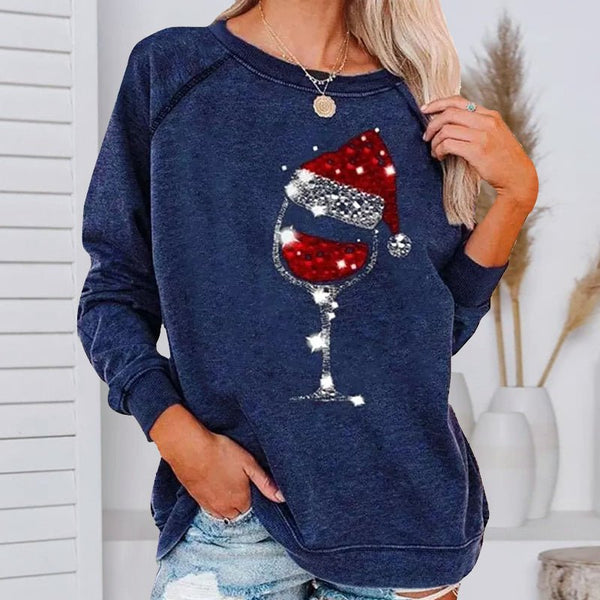MerryGlass - Sweatshirt mit Weinglas - Print - Livezo