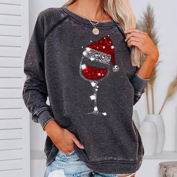 MerryGlass - Sweatshirt mit Weinglas - Print - Livezo