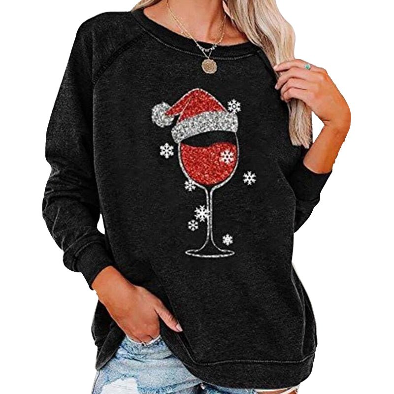 MerryGlass - Sweatshirt mit Weinglas - Print - Livezo