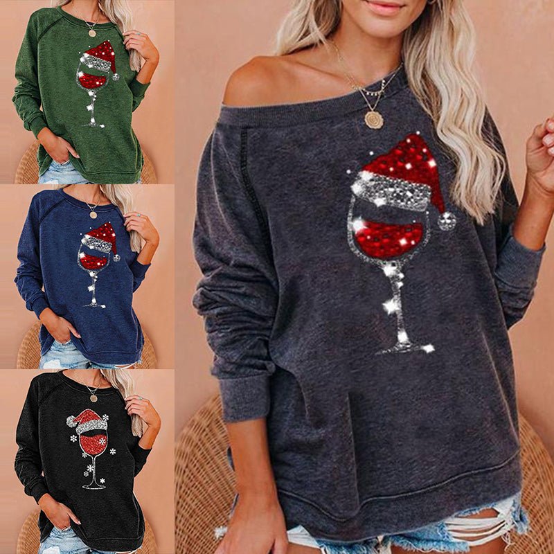 MerryGlass - Sweatshirt mit Weinglas - Print - Livezo