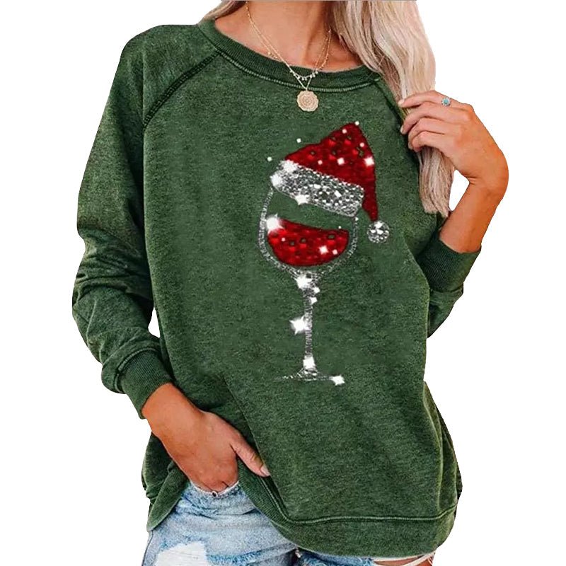 MerryGlass - Sweatshirt mit Weinglas - Print - Livezo