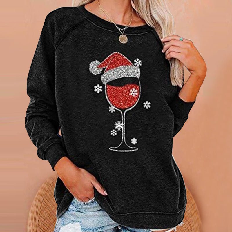 MerryGlass - Sweatshirt mit Weinglas - Print - Livezo