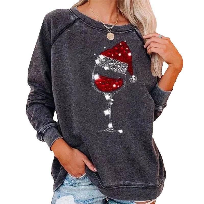 MerryGlass - Sweatshirt mit Weinglas - Print - Livezo
