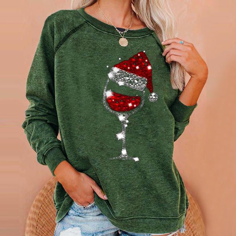 MerryGlass - Sweatshirt mit Weinglas - Print - Livezo