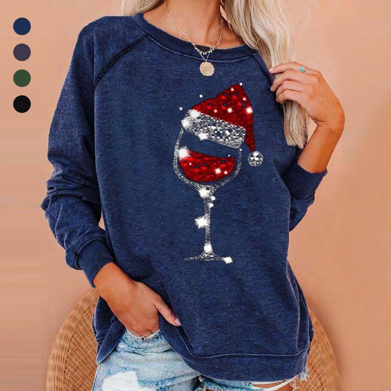 MerryGlass - Sweatshirt mit Weinglas - Print - Livezo
