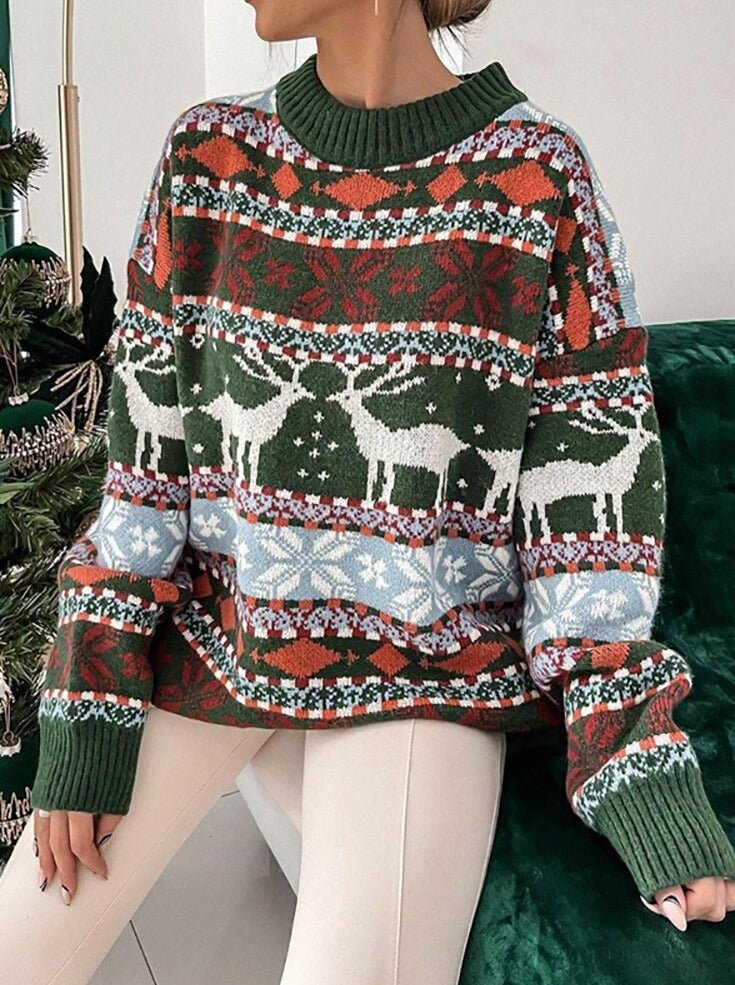 MerryPullover - Damen Vintage Print Sweater – Lässiger & Stilvoller Look - Livezo