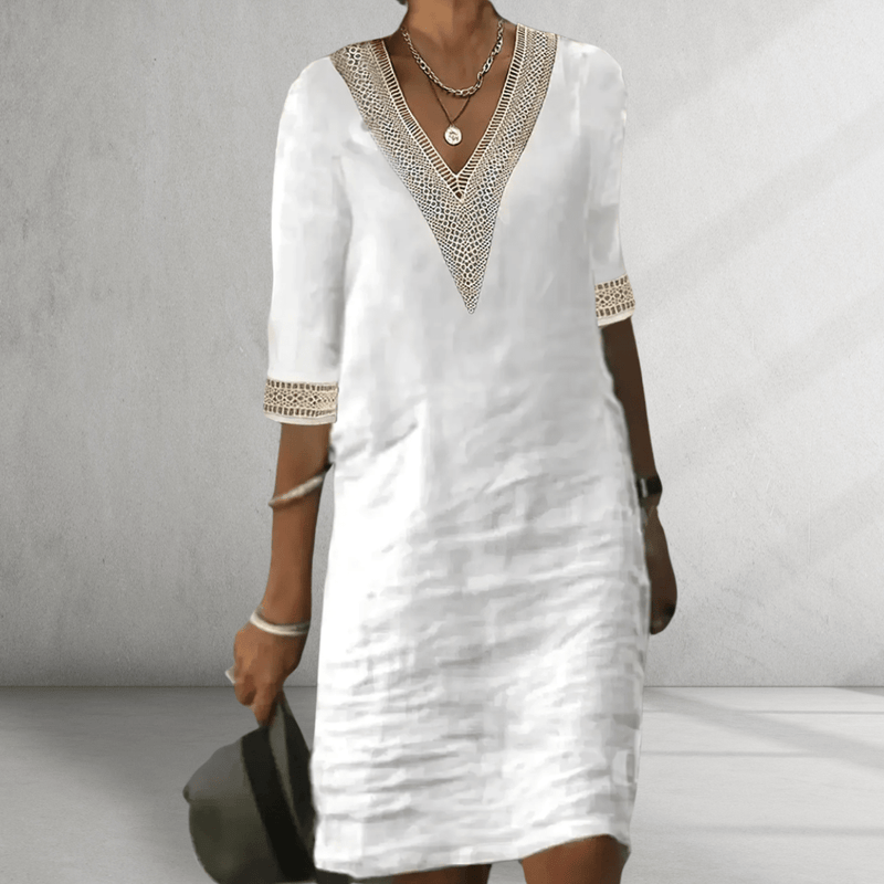 Novirea | Baumwoll - Leinen Sommerkleid - Livezo