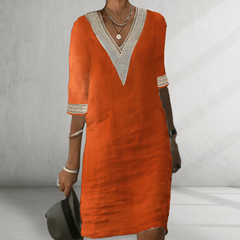 Novirea | Baumwoll - Leinen Sommerkleid - Livezo